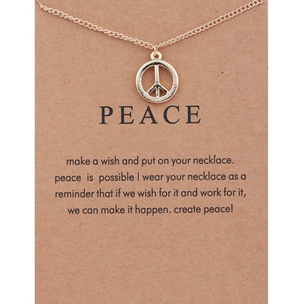 *KAMIKO* Gold Peace Sign Unique Pendant Fashion Necklace